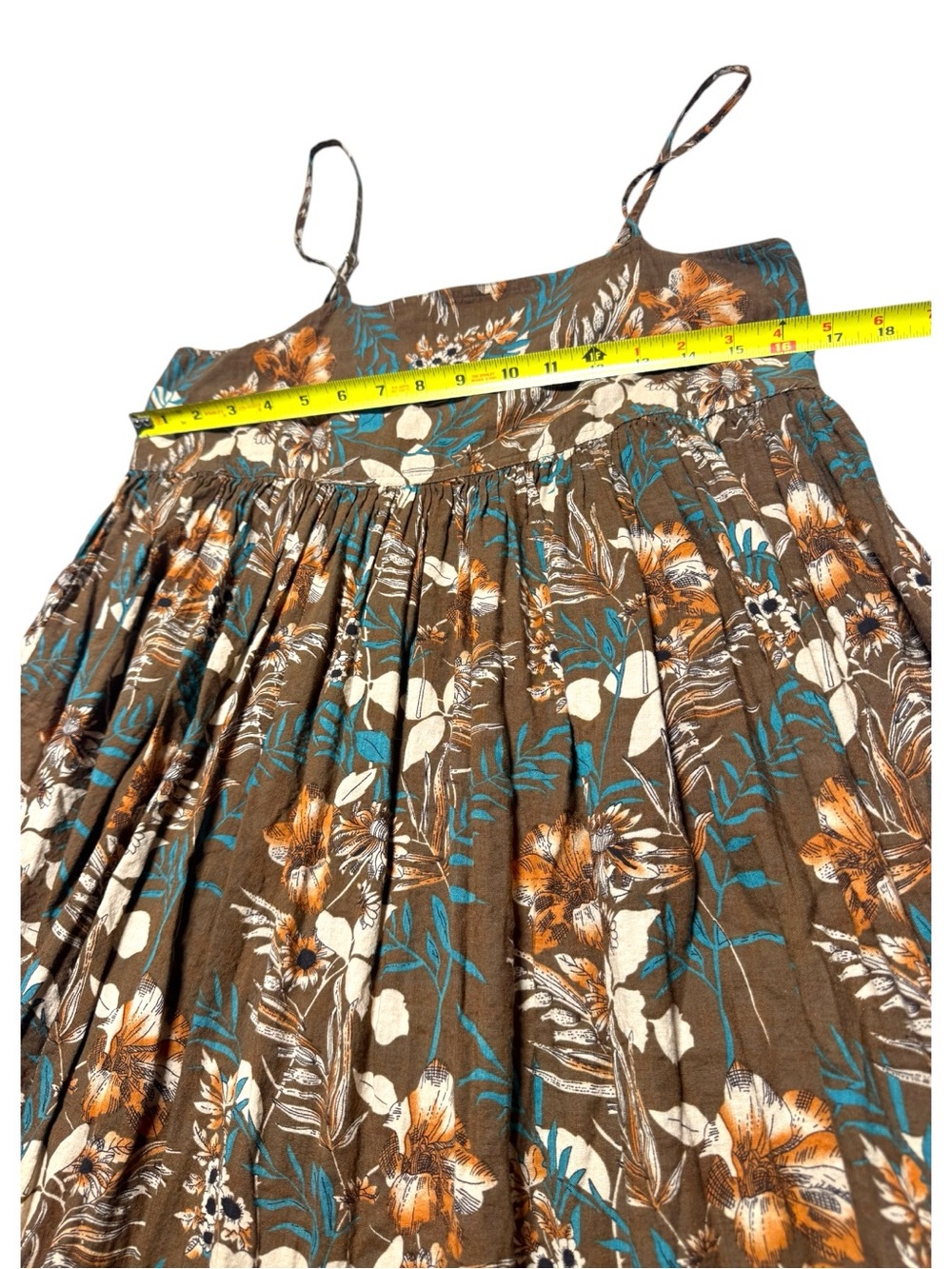 NATURAL LIFE Women’s Small Brown and Teal Floral Tiered Midi Maxi Dress Boho - Picture 2 of 10